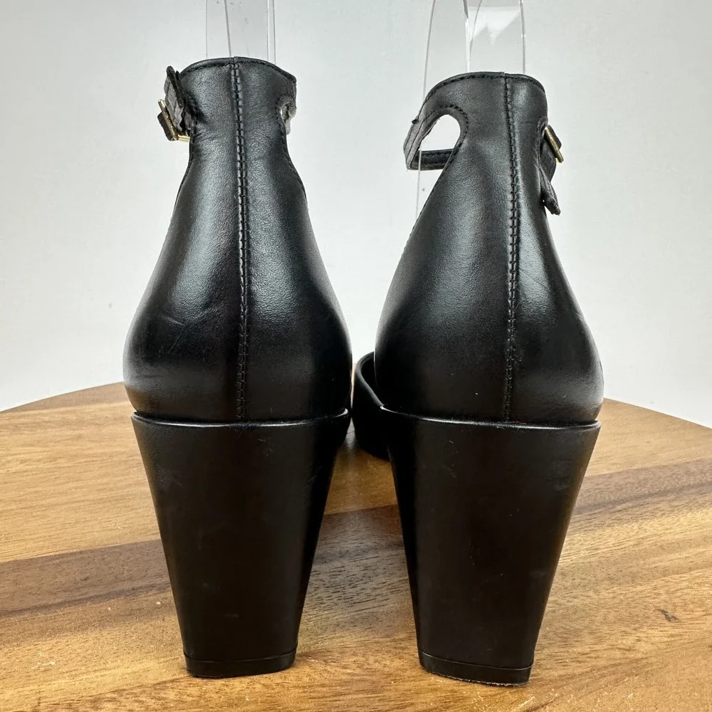 Womens Vince Camuto Sorenn Black Leather Ankle Strap d'Orsay Pumps Size 7 M GUC - Picture 5 of 8